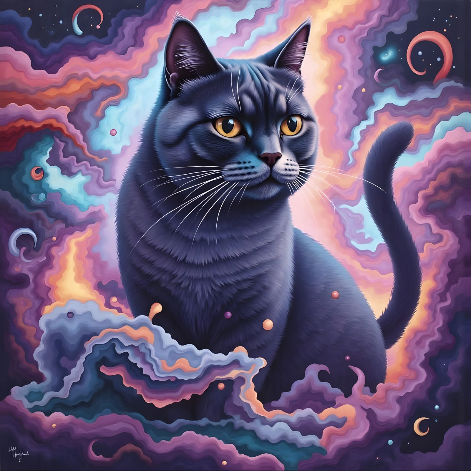 Vibrant Abstract Cat Portraits in the Style of Chicago Imagi...