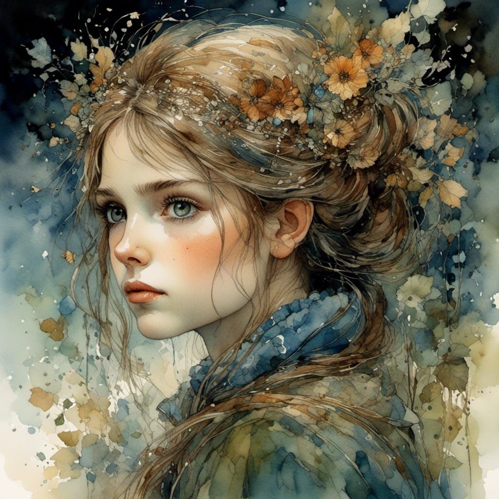 Sparkling Eyes Portrait in Whimsical Style