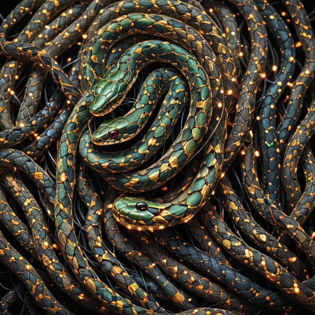 Hyperrealistic Fiber Optic Snake in HDR
