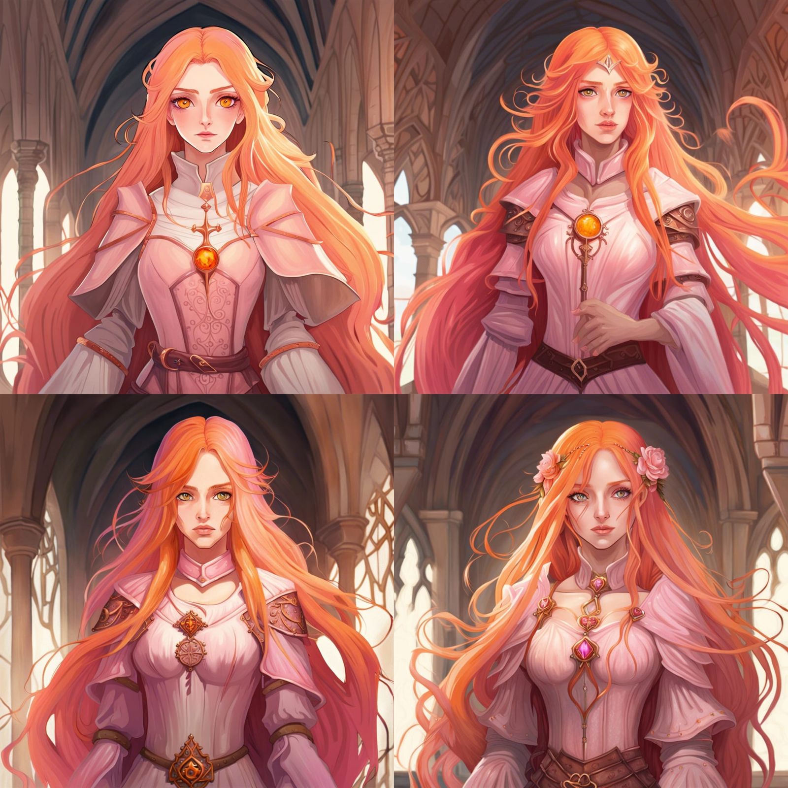 Medieval Fantasy Woman Saint with Orange Hair