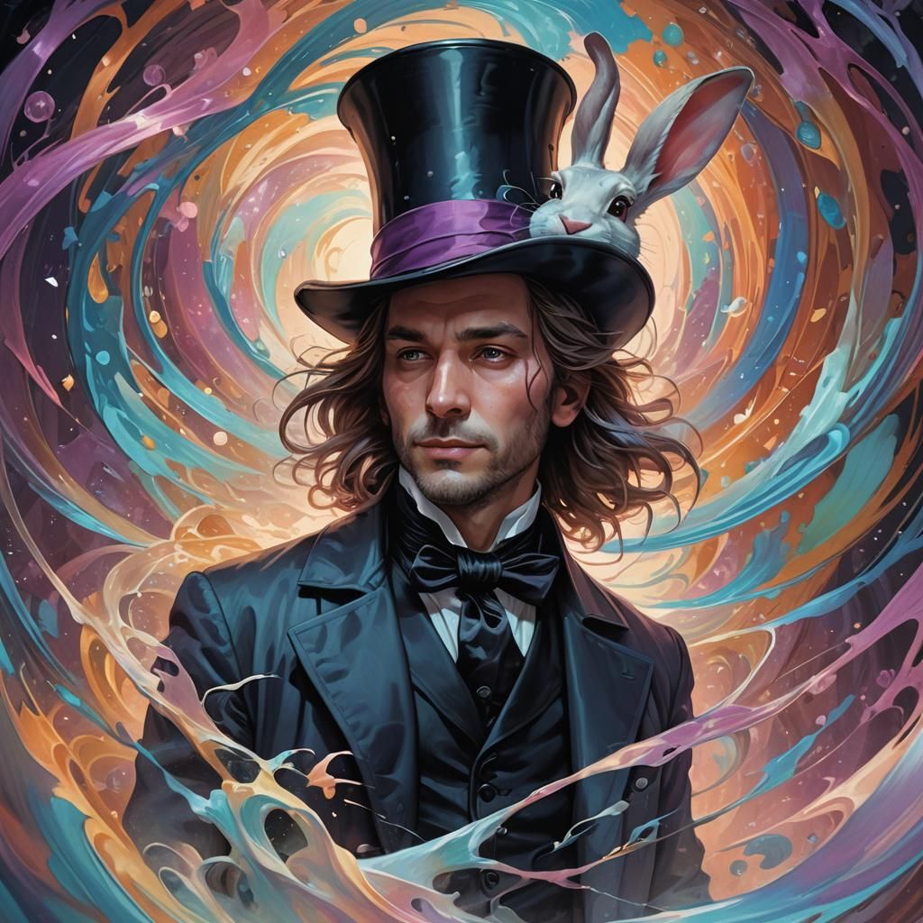 Surreal Portrait of Person Falling Down Rabbit Hole