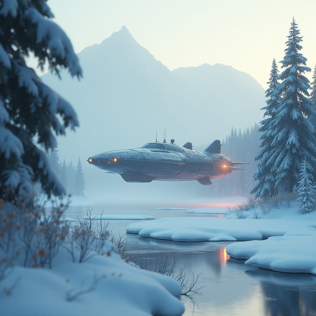 Winter Landscape Landing Site in a Sci-Fi World