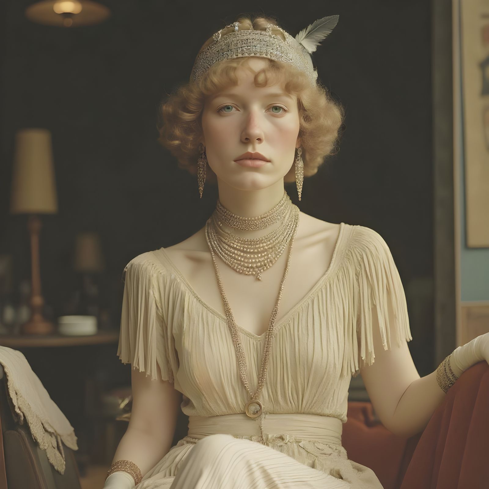 Elegant Flapper in 1920s Style Fashion Portrait