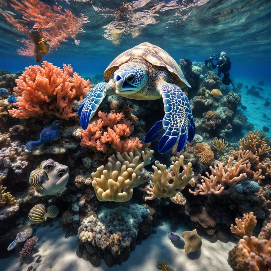 Thriving Coral Reef Ecosystem in Dramatic Underwater Photogr...