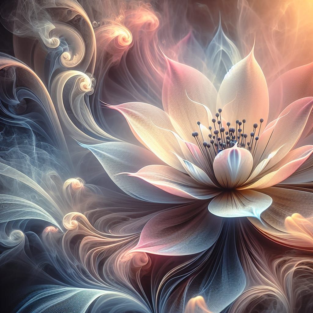 Ethereal Smoke Flower in Surrealist Pastel Artwork