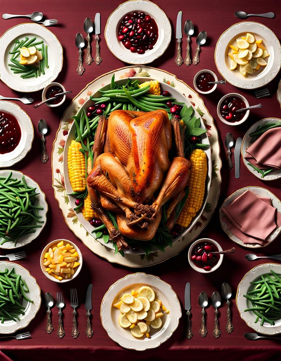 Ultra Detailed Thanksgiving Dinner in Australian Tonalism