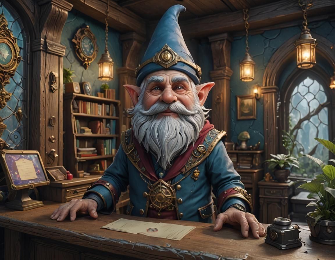 Deep Gnome Receptionist in Detailed Matte Painting