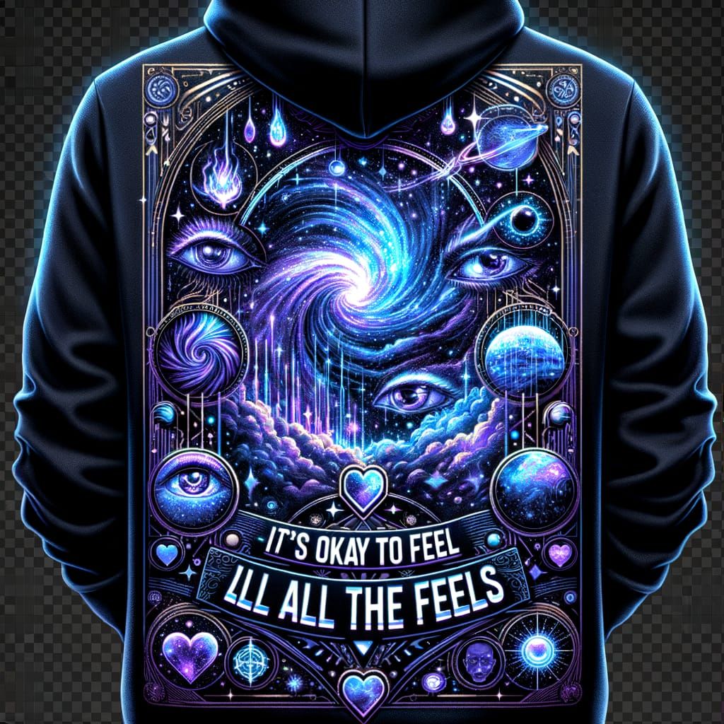 Cosmic Hoodie Back Design With Emotional Quote