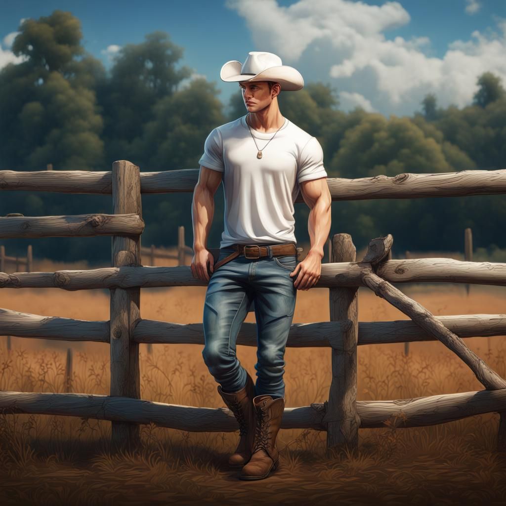 Handsome Cowboy in Field: Digital Matte Painting