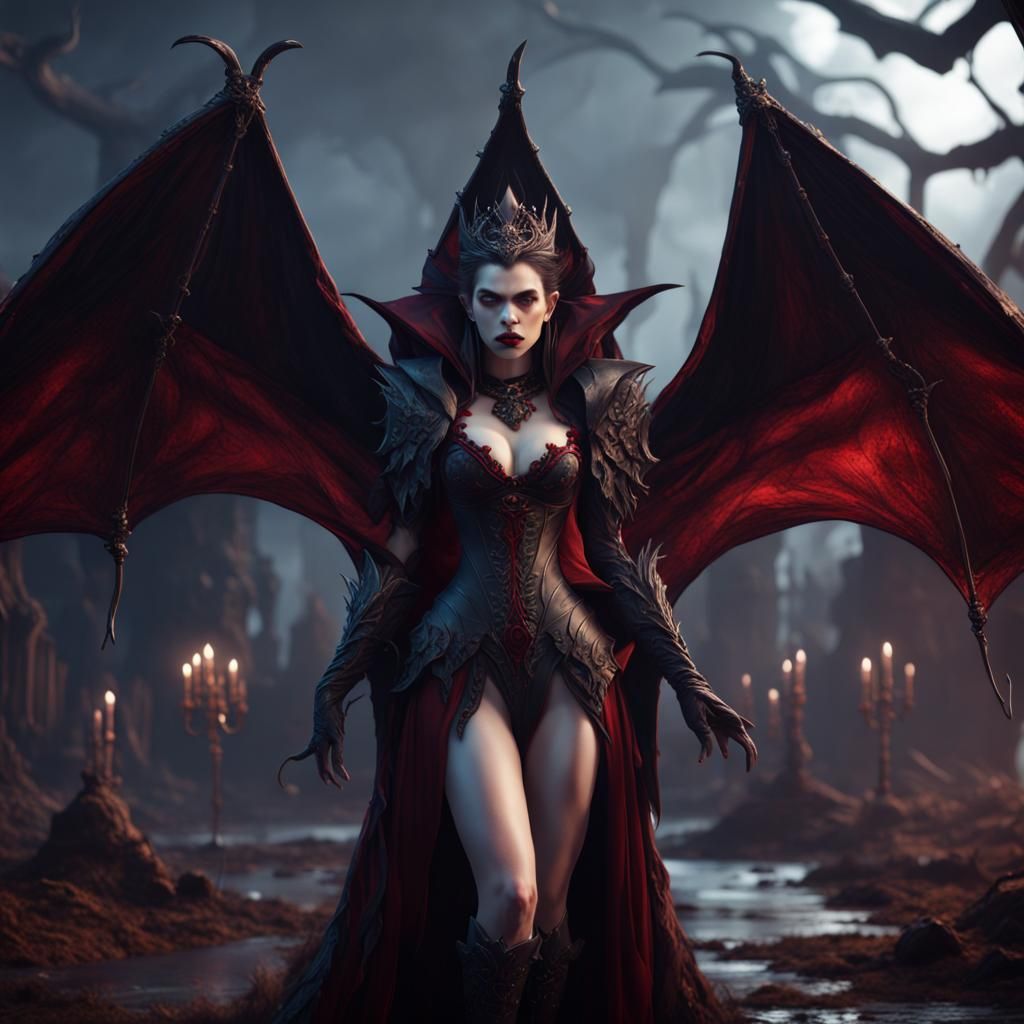 Detailed Matte Painting of a Vampire Queen
