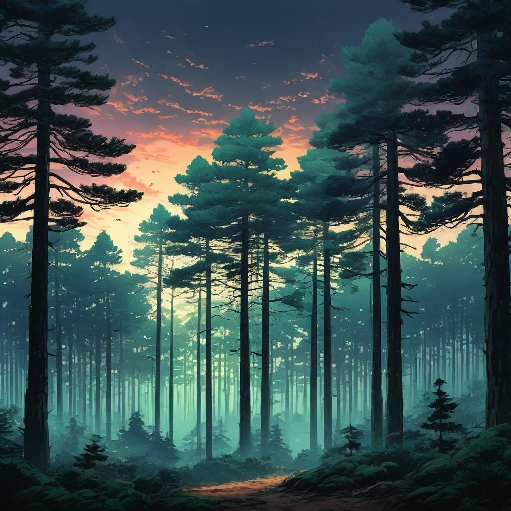 Surreal Anime Landscape with Hidden Heart