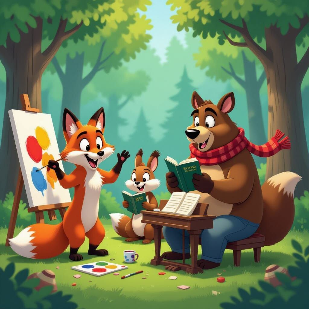Animals Enjoying Silly Human Hobbies in Cartoon Chaos