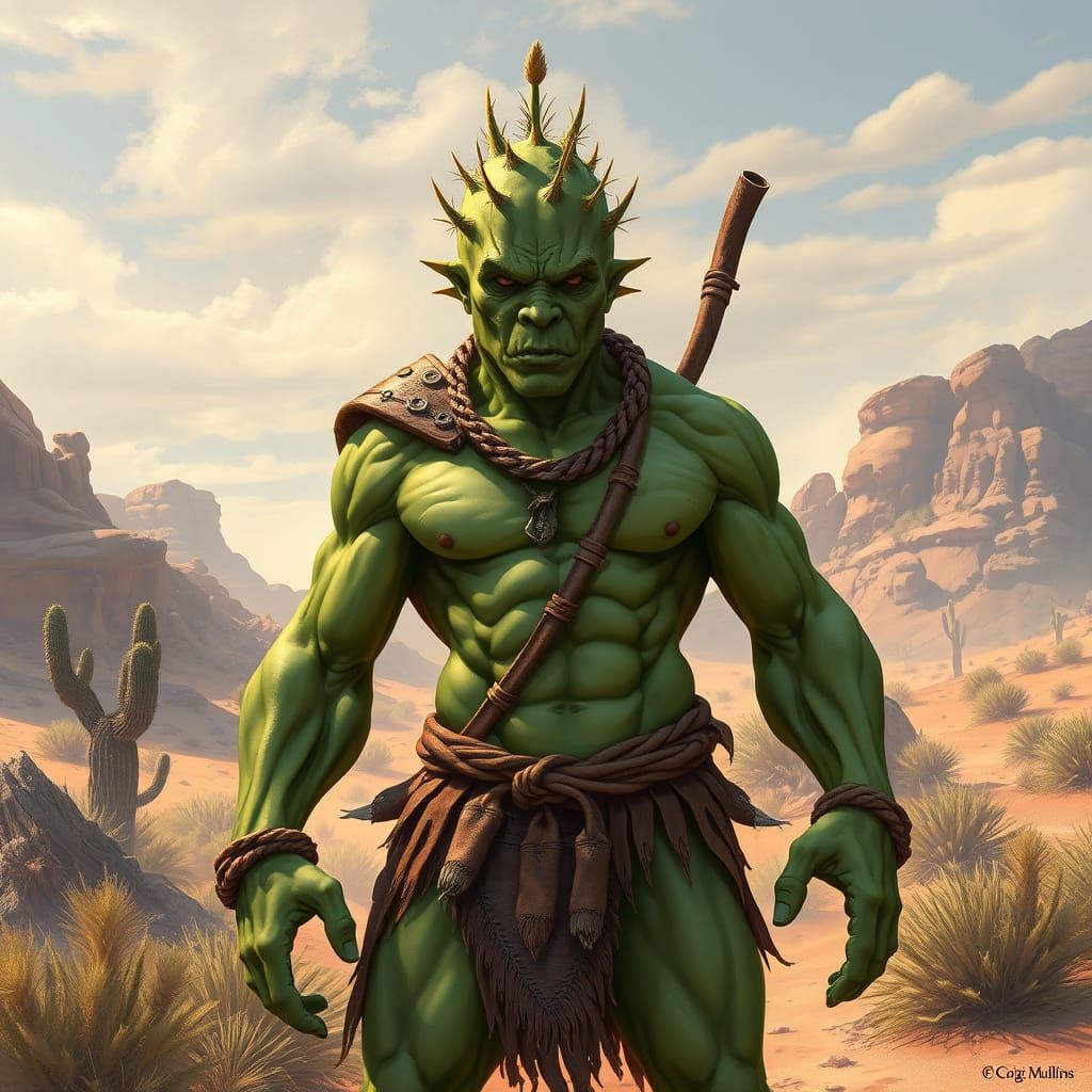 Cactus Warrior in Desert Landscape