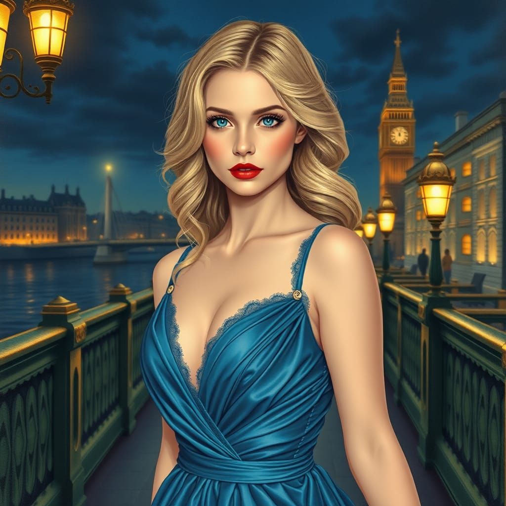 Ukrainian Beauty on Thames River, Digital Art