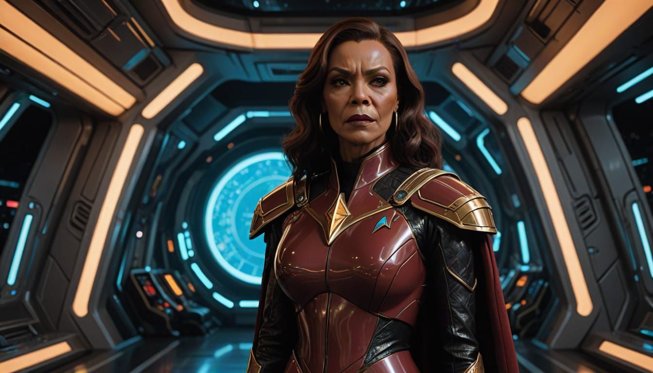 Klingon Warrior Queen in Shimmering Latex Regalia