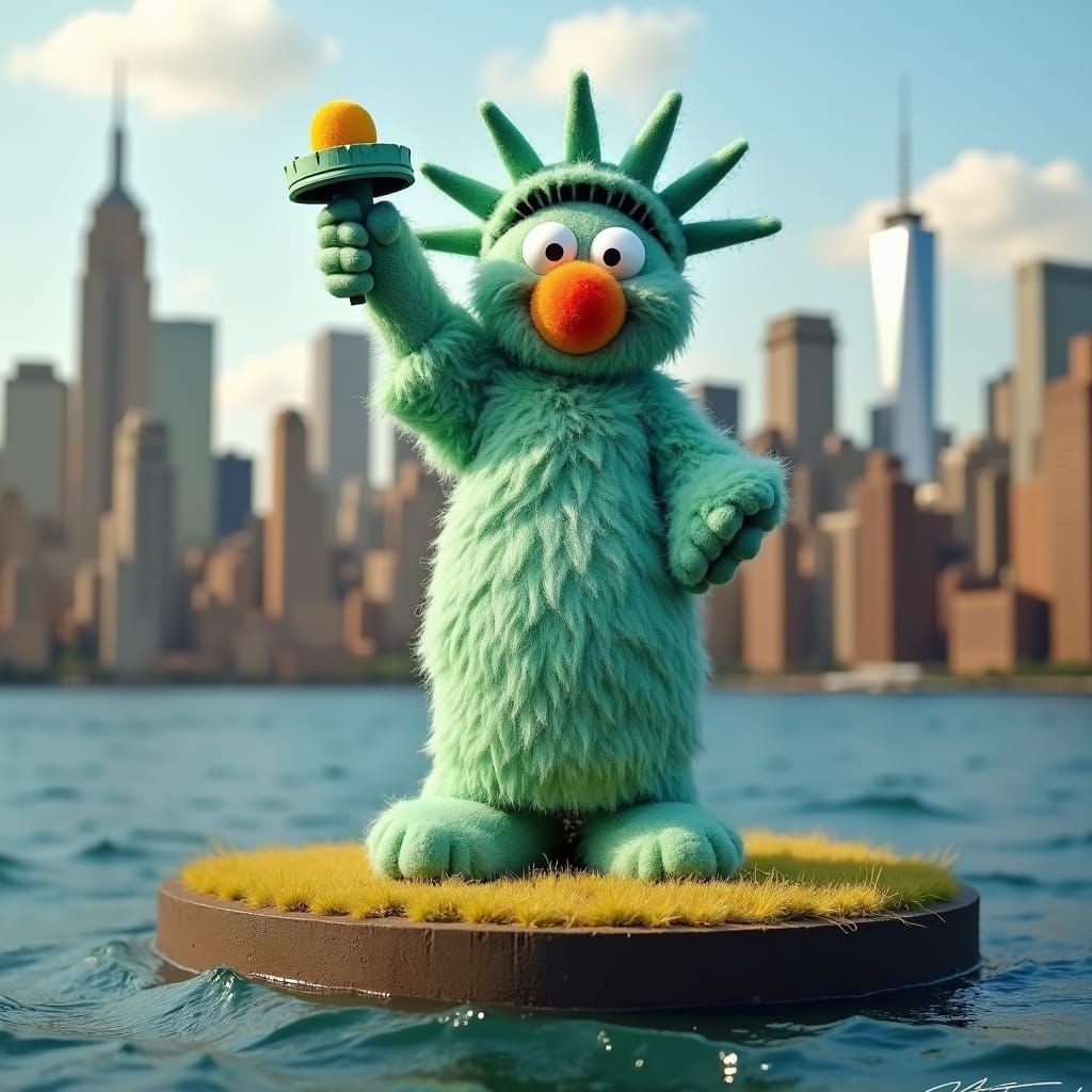 Muppet-Style Statue of Liberty on Liberty Island