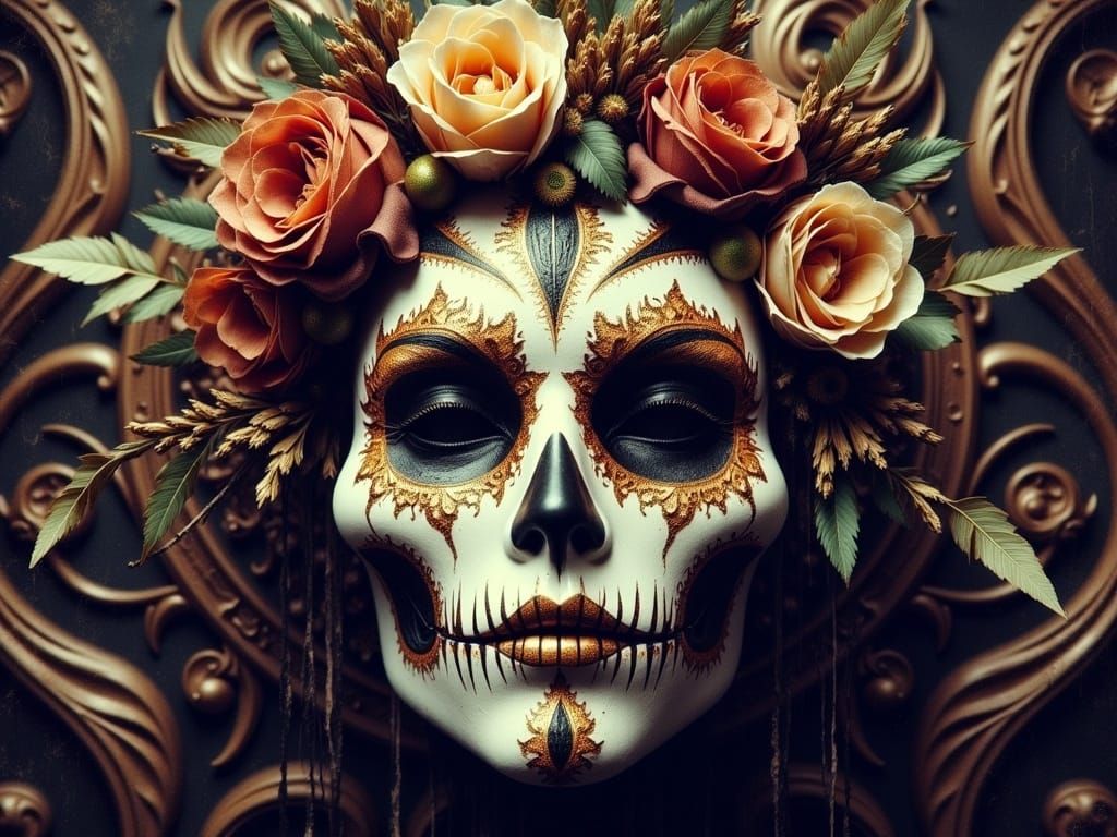 Day of the Dead Mask in Psychedelic Pop Art