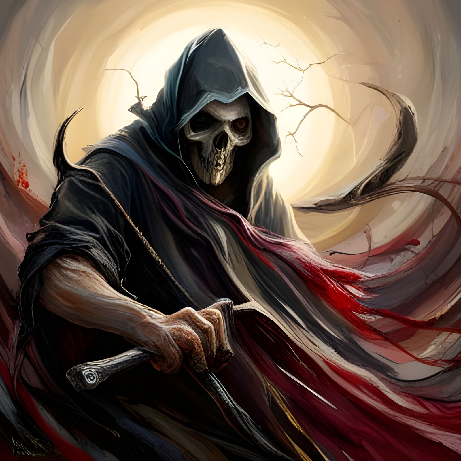 Grim Reaper and Angel of Mercy in Digital Art