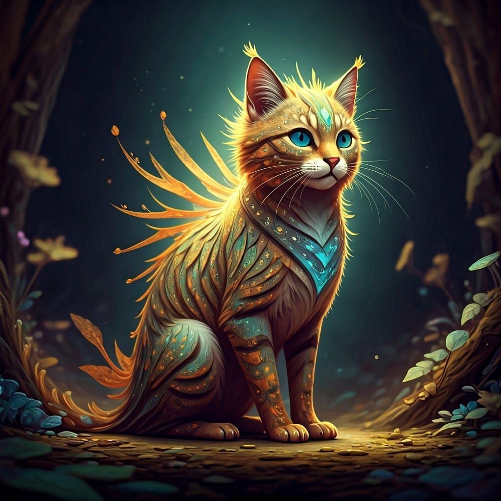 Dreamlike Feline in Fantasy Concept Art Style