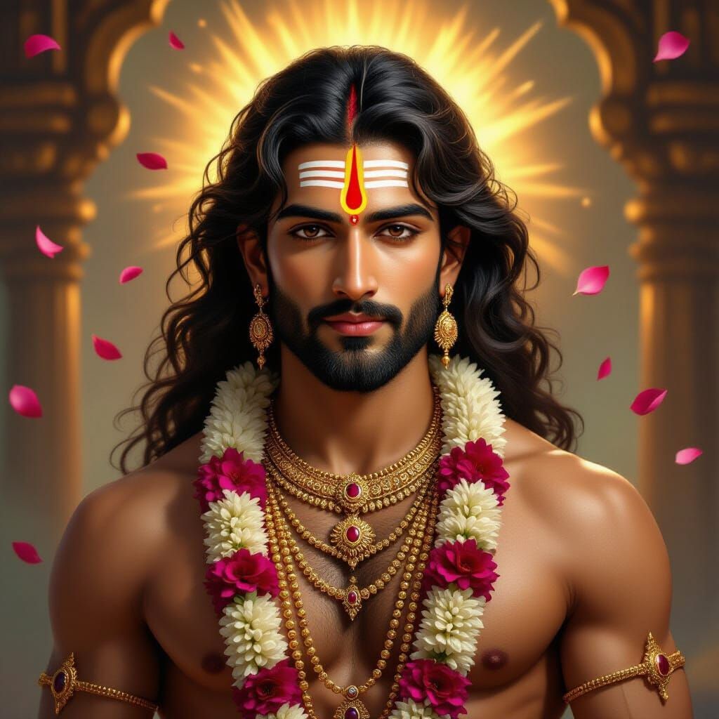 Kartikeya, Hindu God of Love, in Hyperrealistic Portrait
