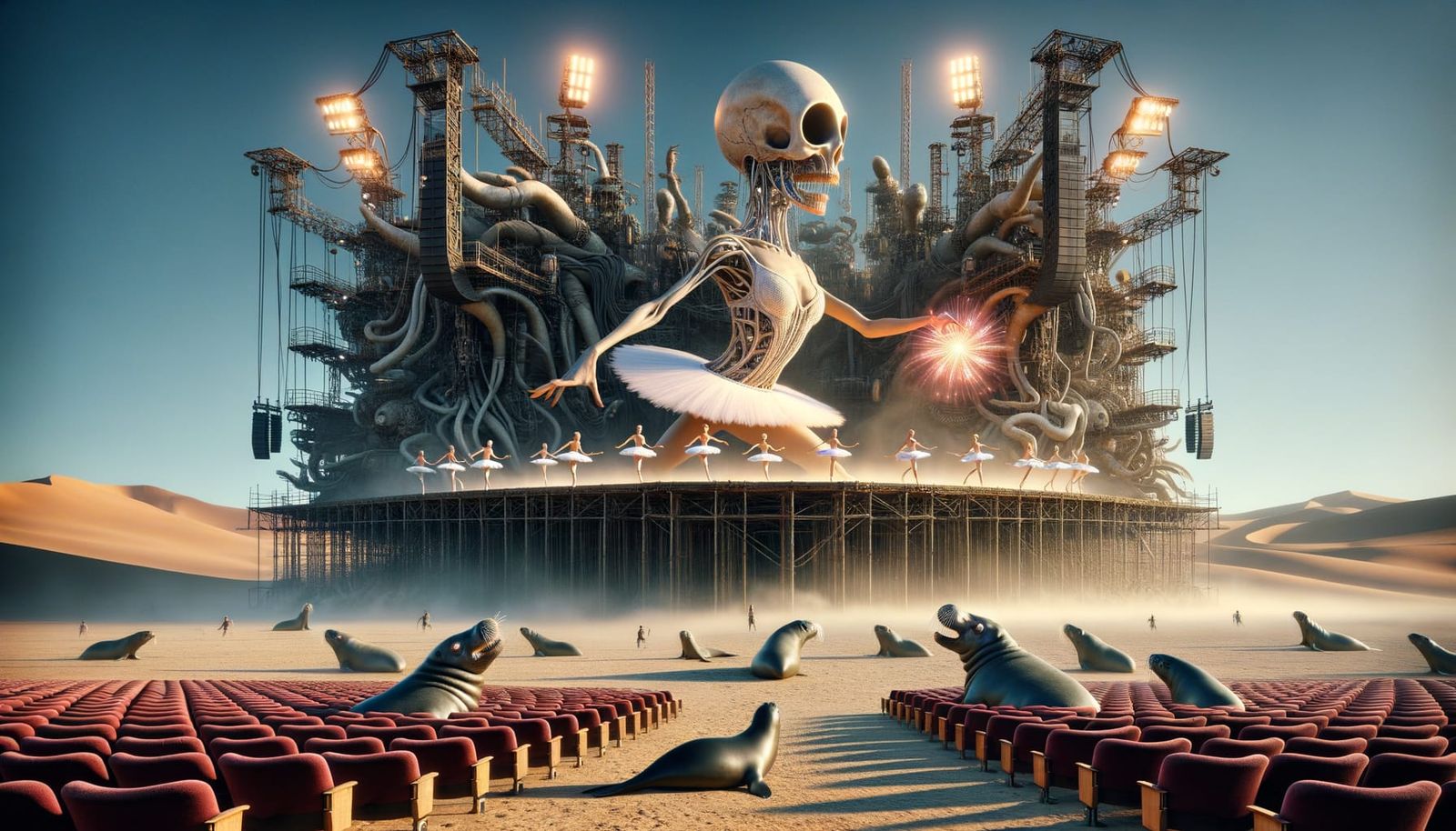 Surreal Desert Ballet on Industrial Stage