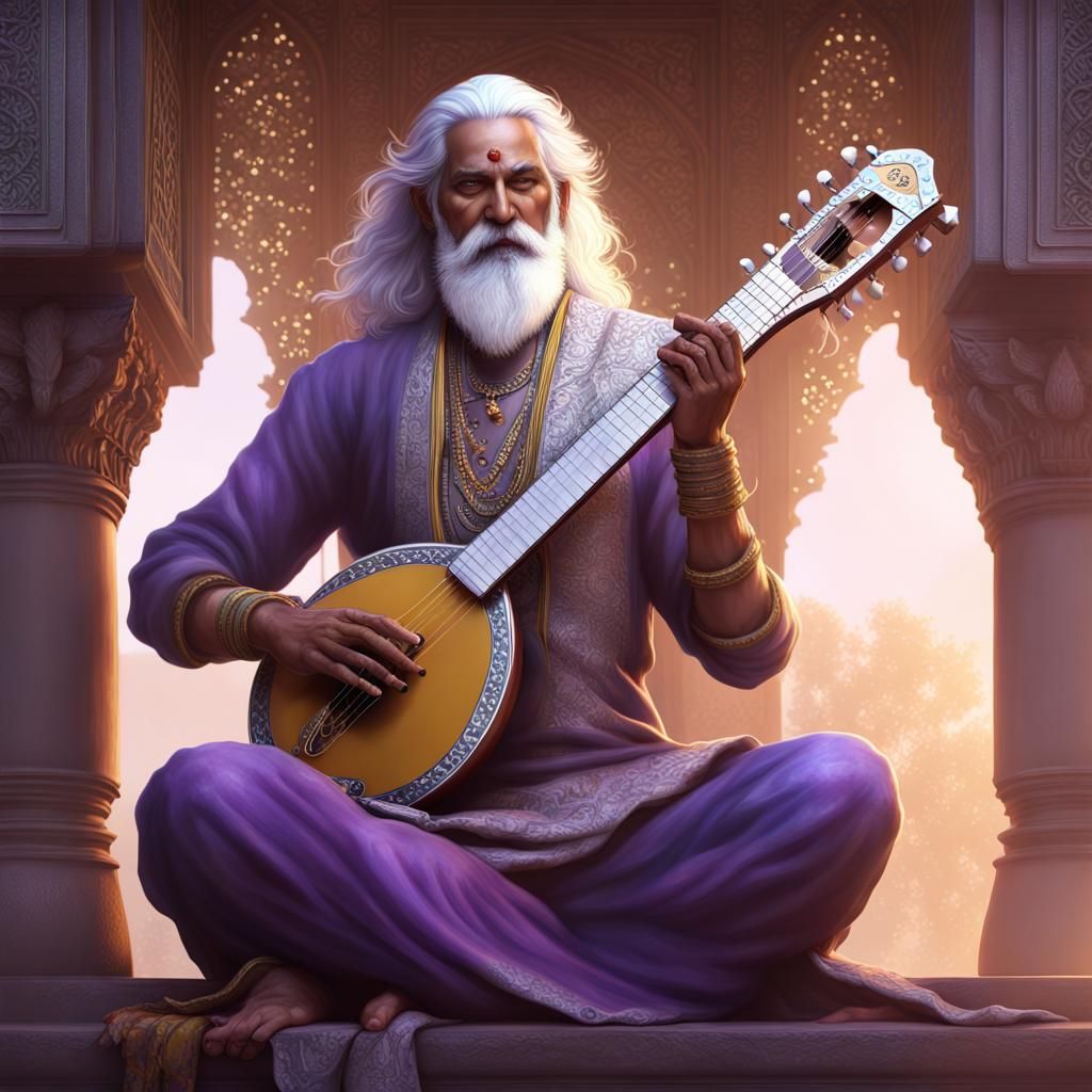 Abhinavagupta: Dark Fantasy Sitar Player in 8k