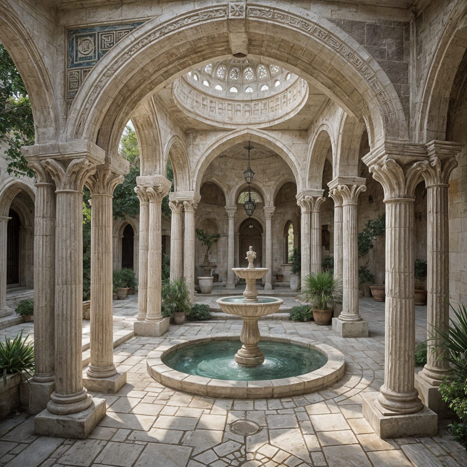 Courtyard Design: Greek, Islamic, and English Fusion