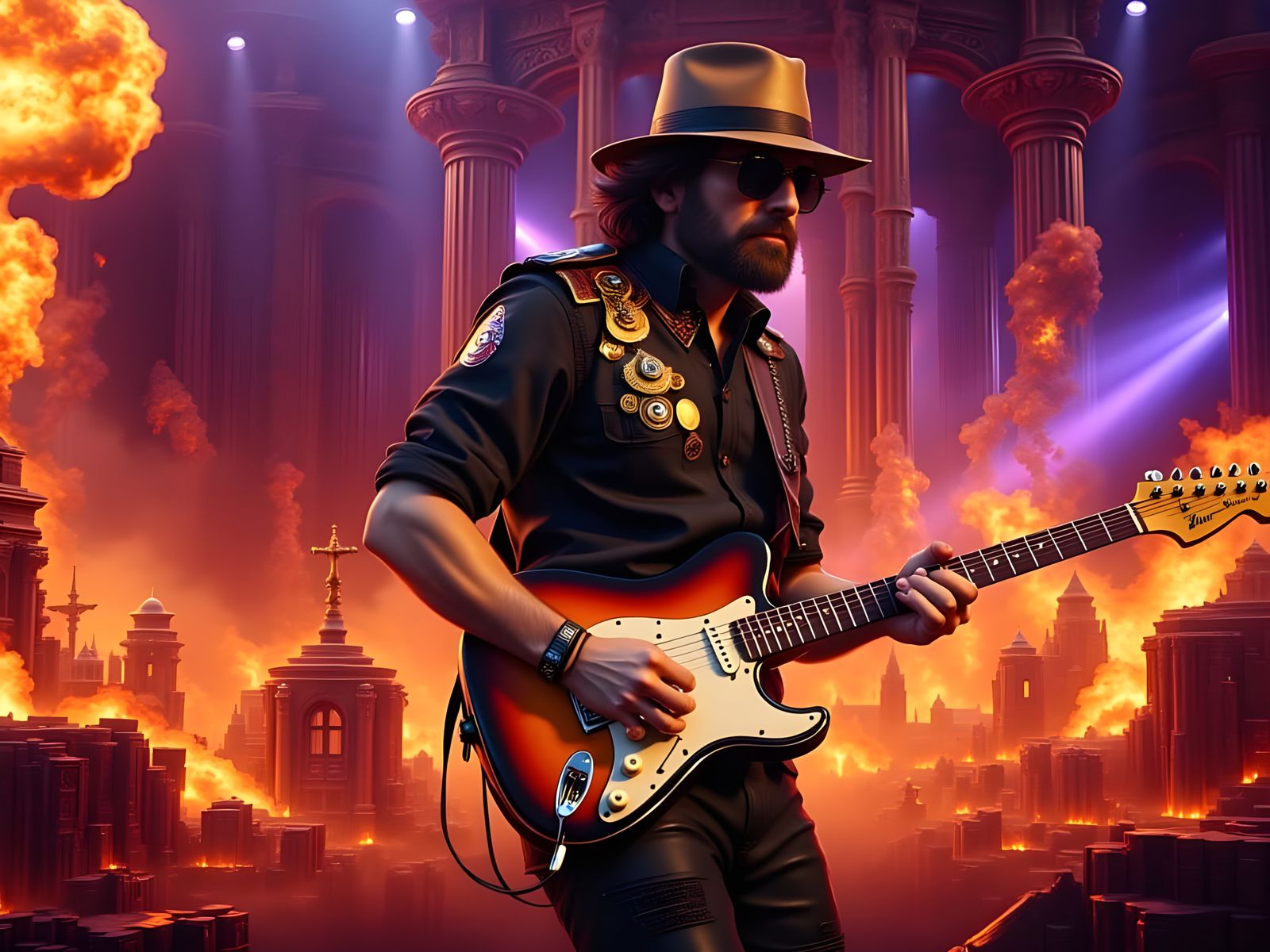 Fiery Rock Star Shreds on Blazing Stage