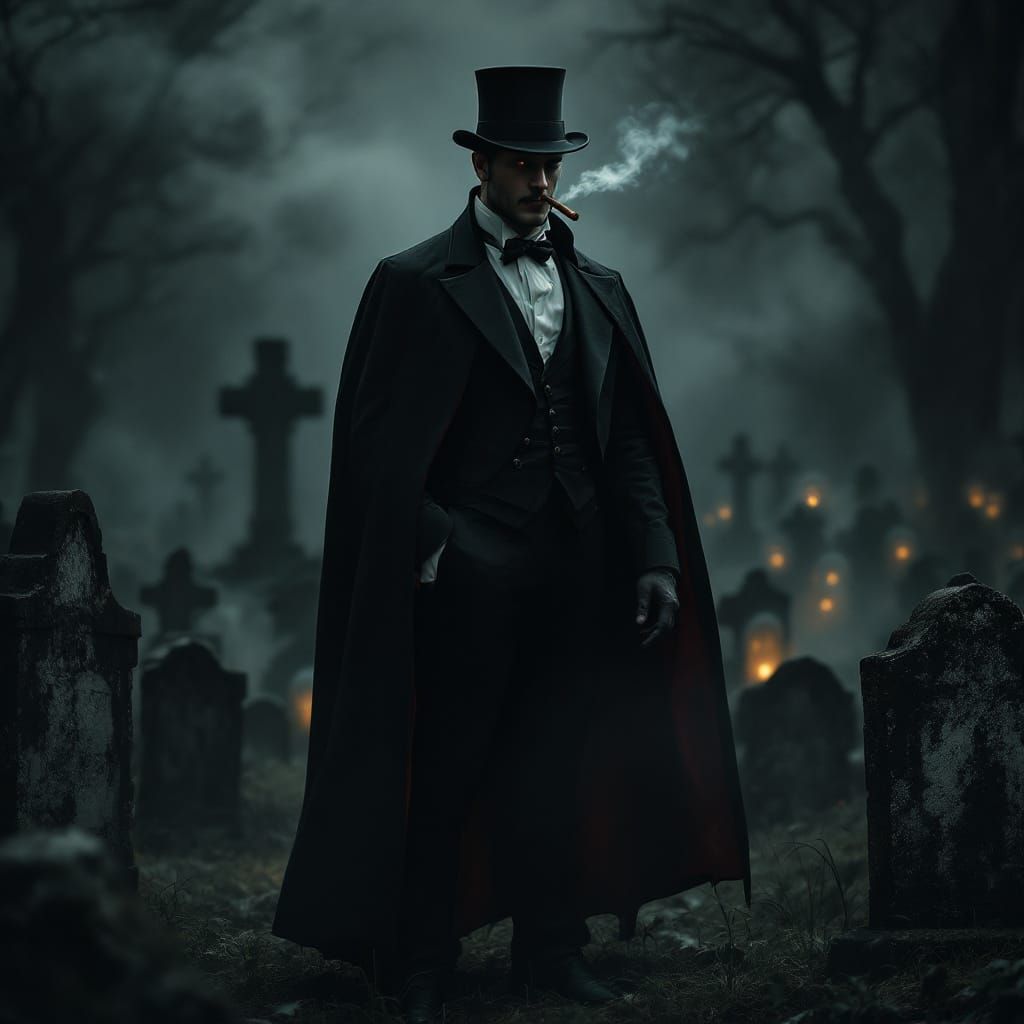 Strong Man in Cemetery with Rising Souls