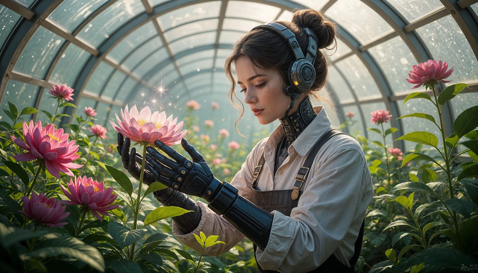 Celestial Botanist Cultivating Cosmic Flora as Digital Art