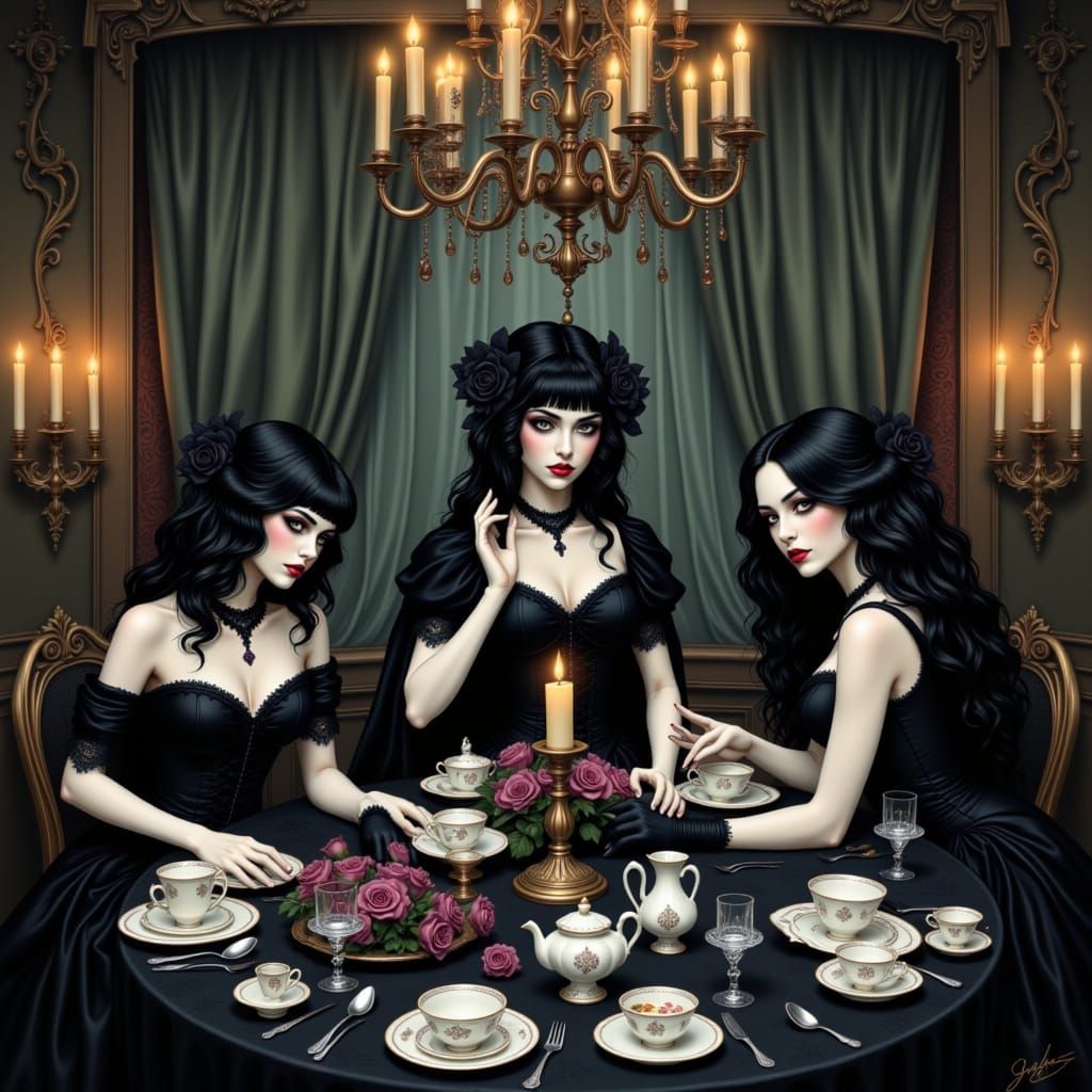 Gothic Tea Party Scene