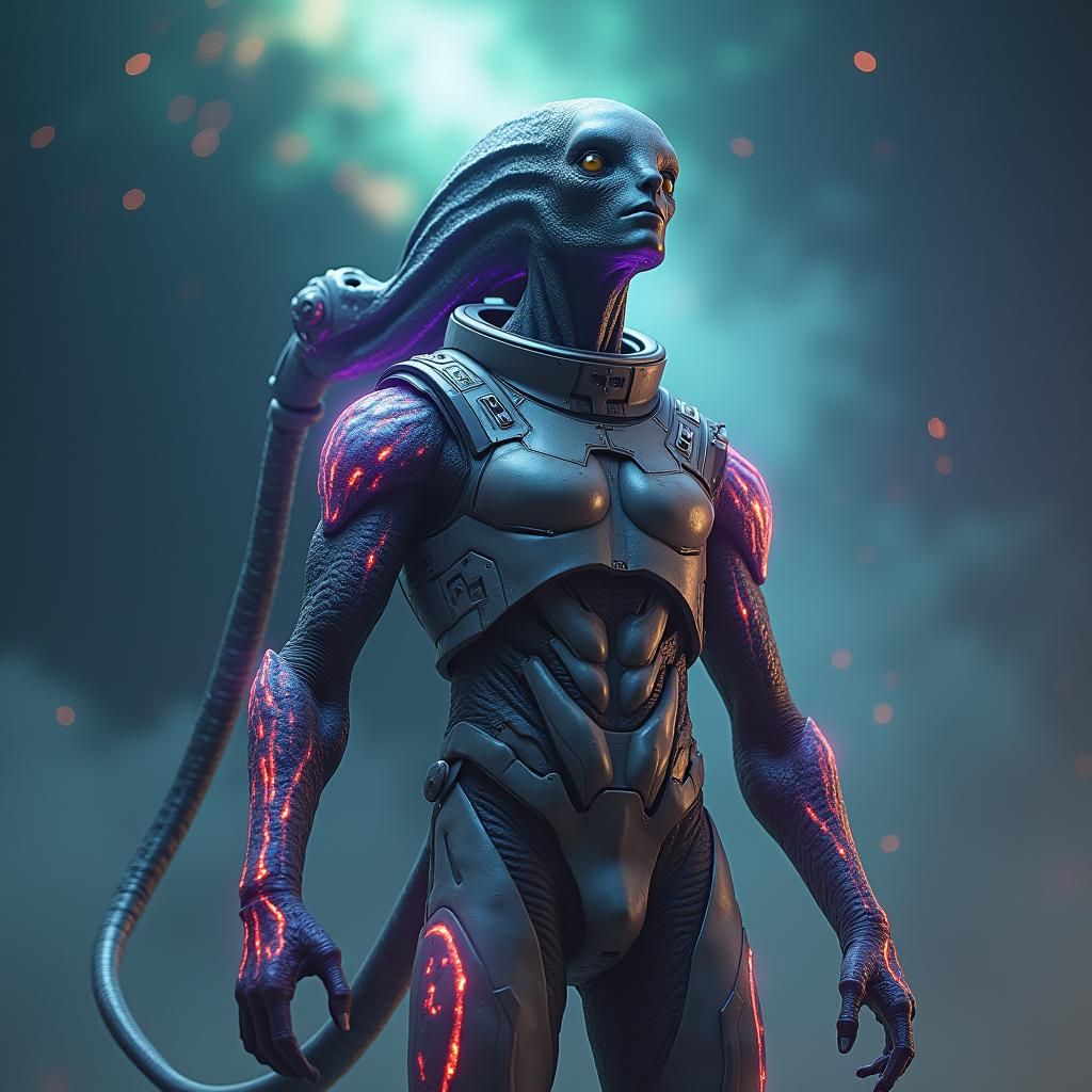 Alien Astronaut in Space: A Digital Art Masterpiece