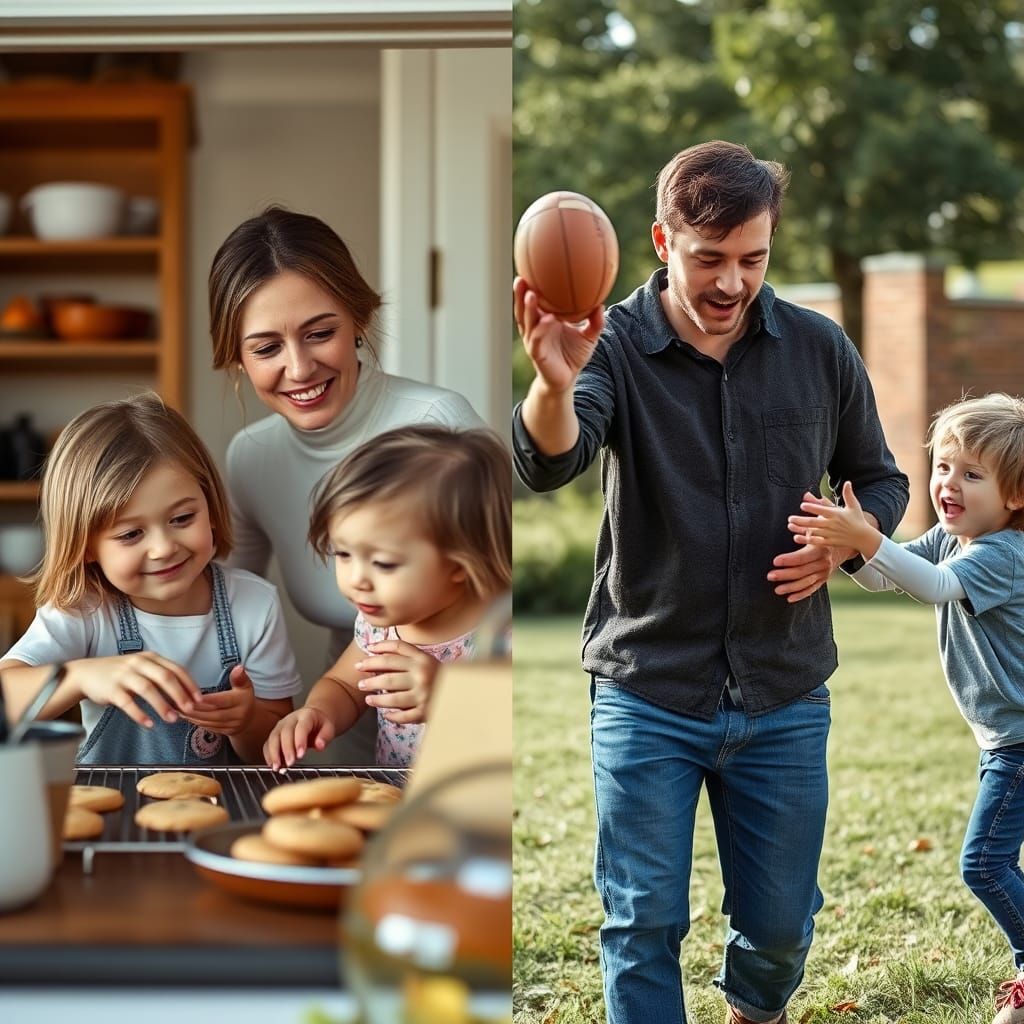 Heartwarming Family Moments Captured in Split Image