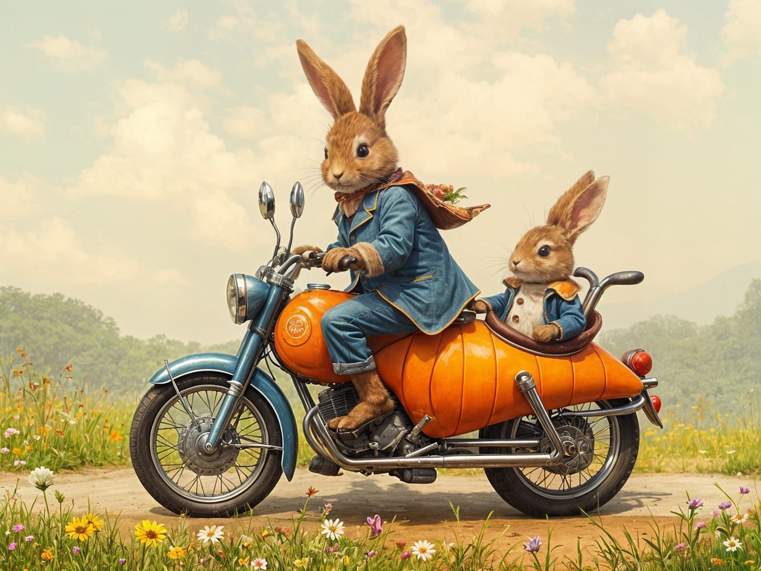 Easter Bunny's Whimsical Motorbike Adventure