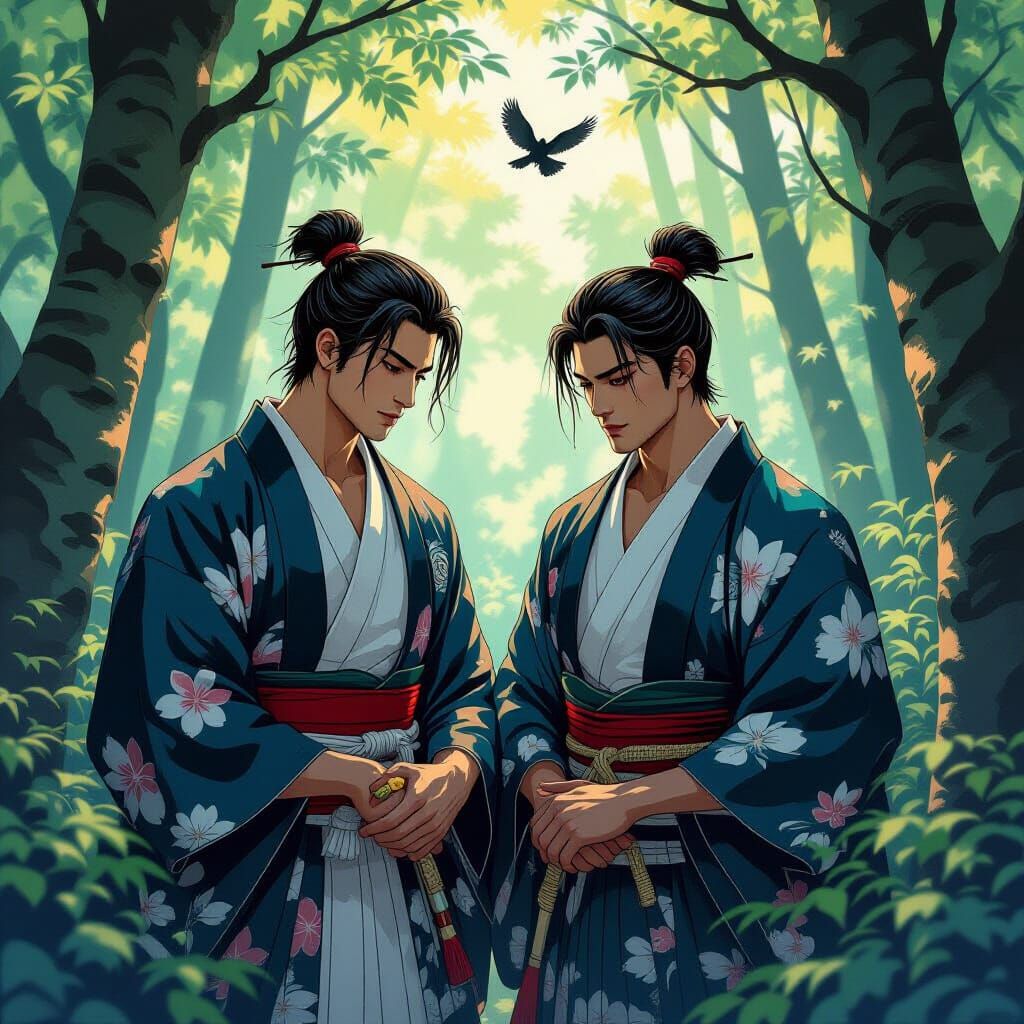 Mystical Woods: Men in Japanese Clothing