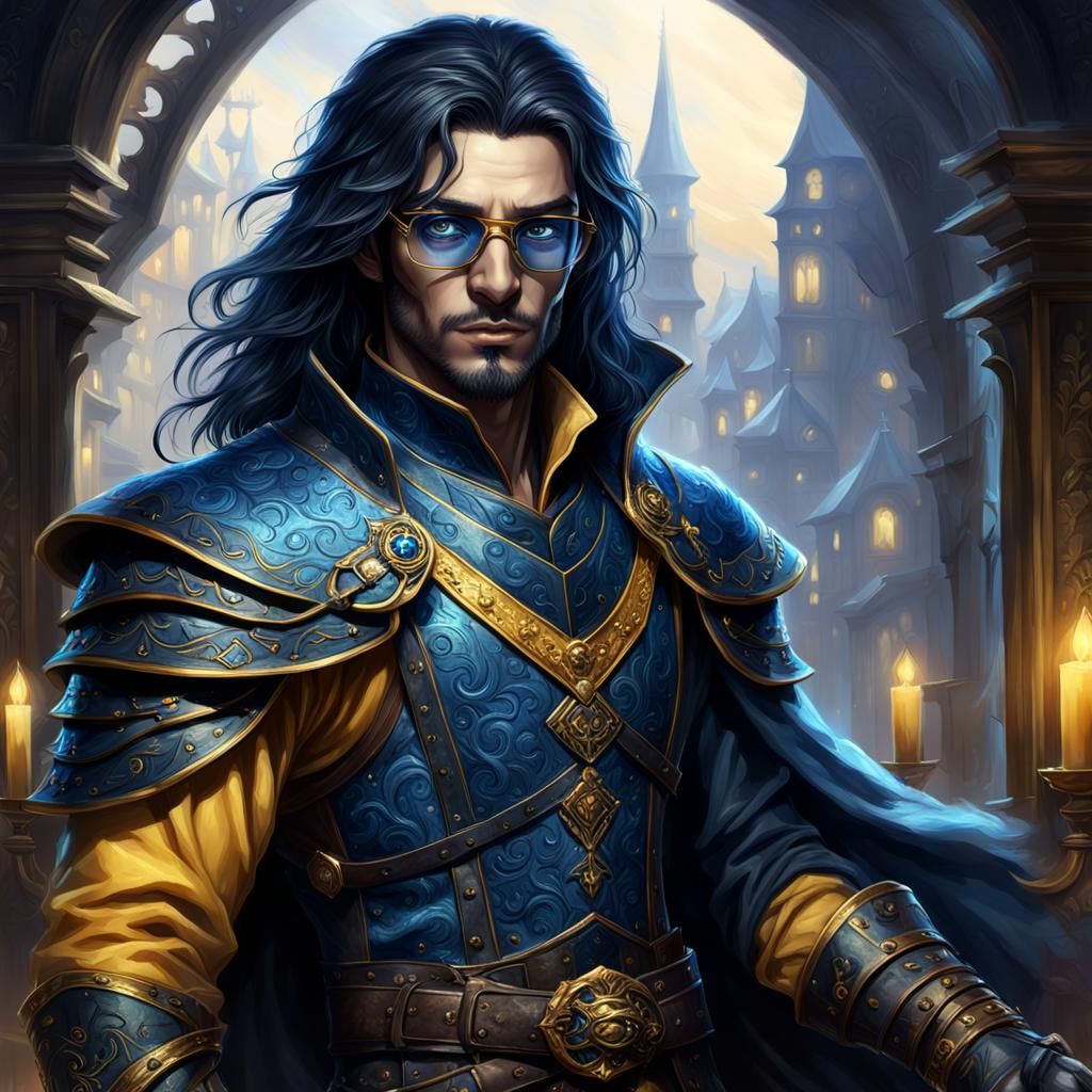 Elegant Blue-Skinned Thief Concept Art in Art Nouveau Style