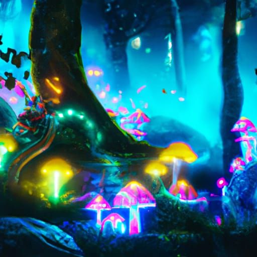 Lovecraftian Fluorescent Mushroom Forest Underworld
