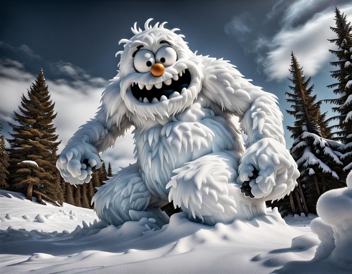 Photorealistic Calvin and Hobbes Snow Monster
