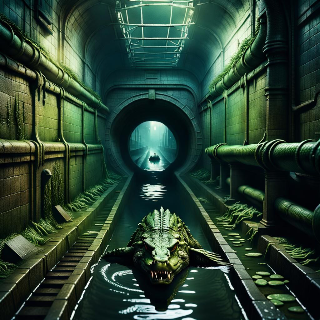 Crocodile in Sewer: Epic Cinematic Digital Painting