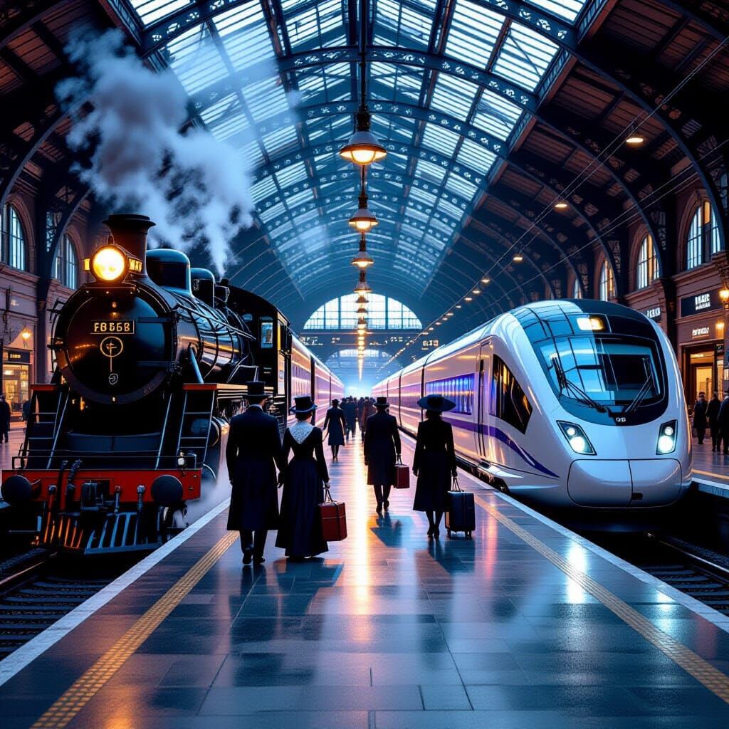 Time Rift: Victorian Era Meets Future Train