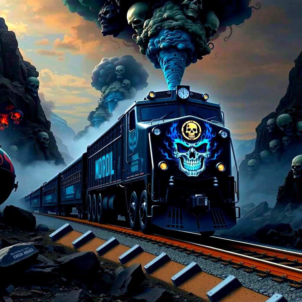 Morbid Semi Truck Leading Train of Souls