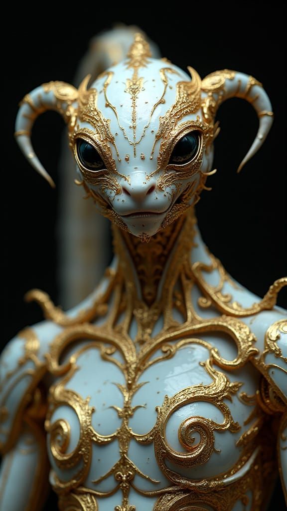 Anthropomorphic Scorpion-Othello Portrait with Metallic Deta...