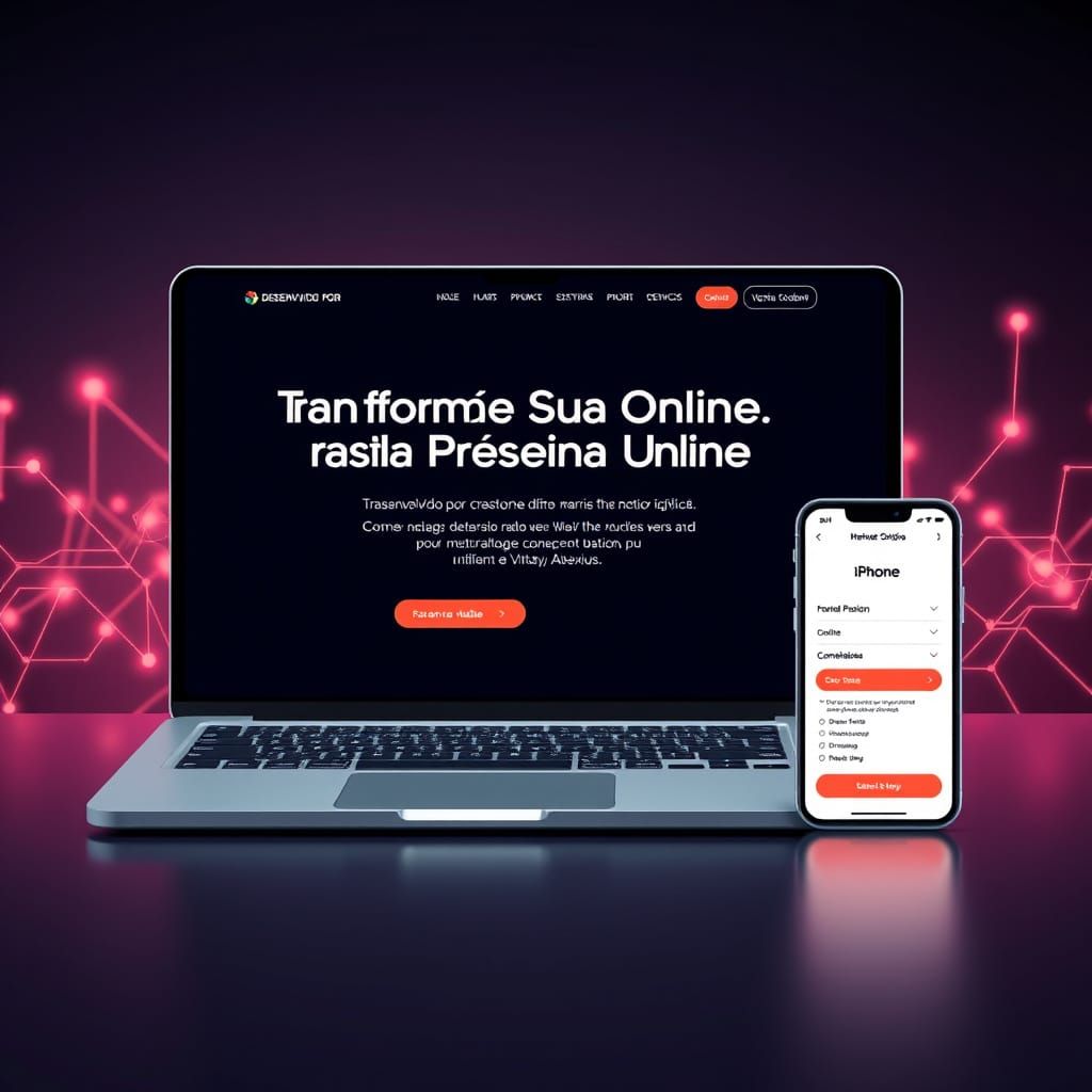 MacBook and iPhone Landing Page in Digital Illustration