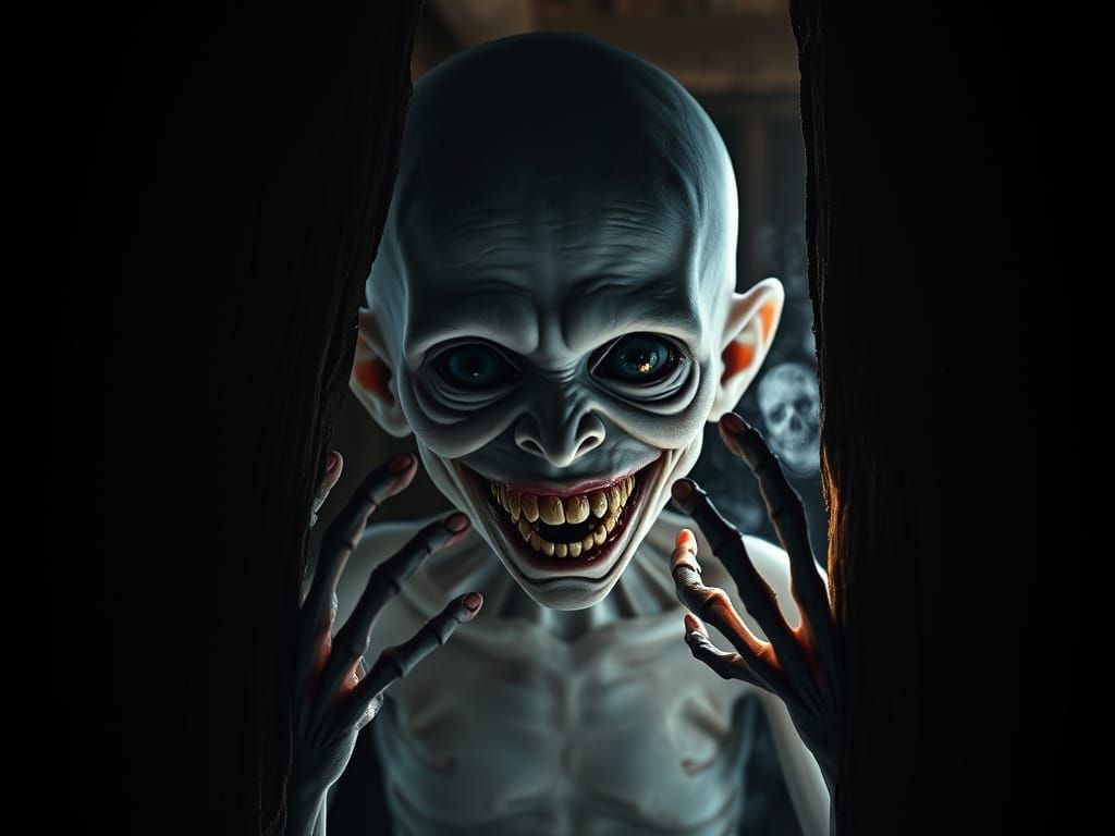 Ethereal, Gaunt Child Figure in Abandoned Shed