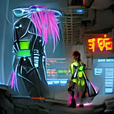Cyberpunk Woman in Glowing Neon Futuristic City