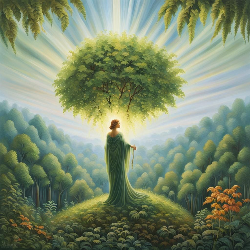 Gaia, Nature Spirit in Surrealist Forest