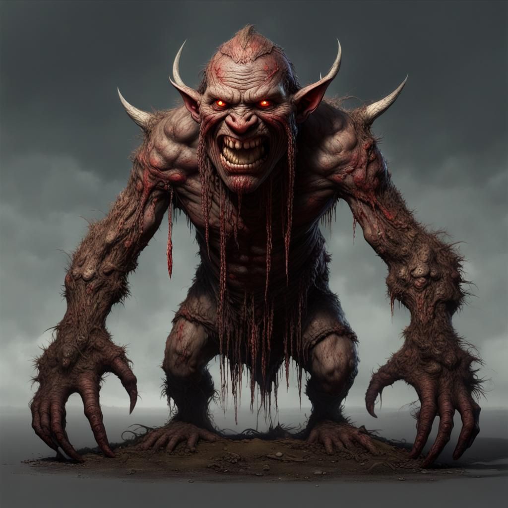 Creepy Swamp Troll with Glowing Eyes