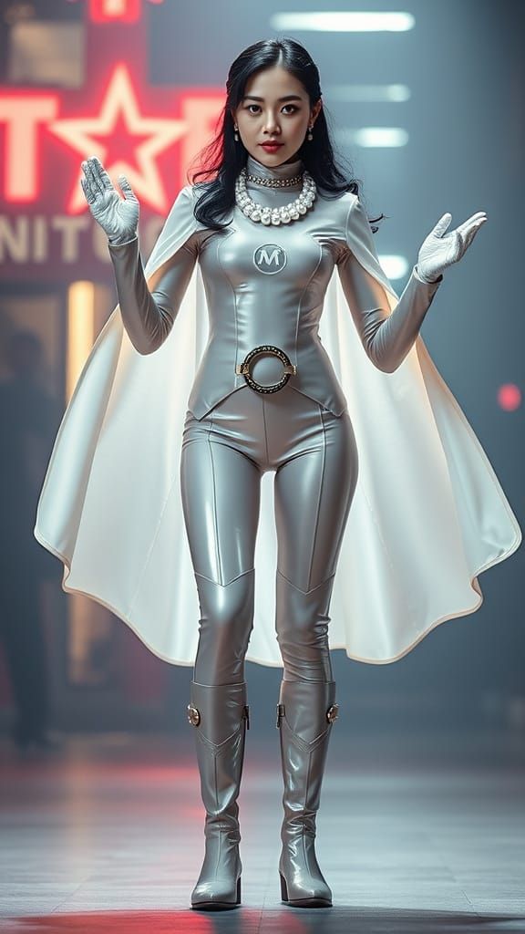 Pearl Milk Tea Superheroine in High-Tech Uniform