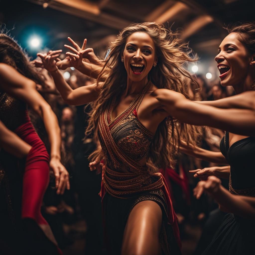 Energetic Party Scene: Cinematic Dance and Exhilaration
