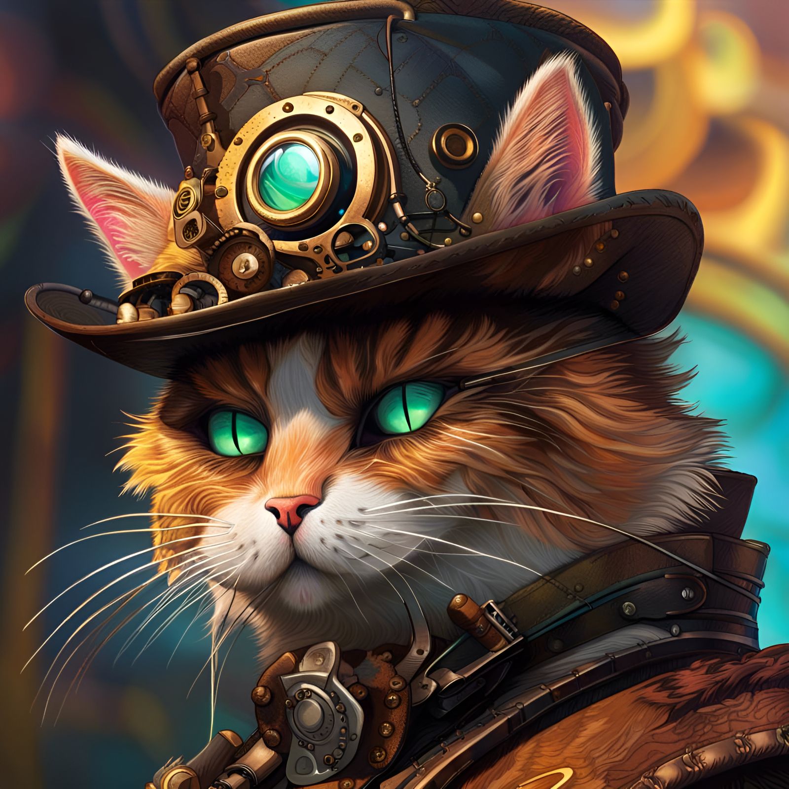 Steampunk Fairycore Gunslinger Cat: Hyperrealistic Concept A...